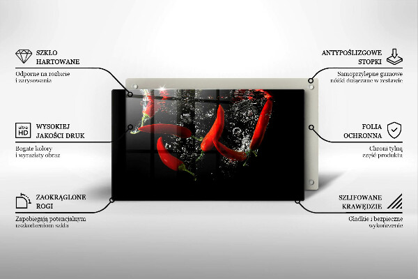 Tagliere in vetro temperato Peperoncini in acqua