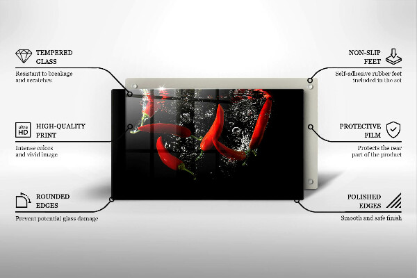 Tagliere in vetro temperato Peperoncini in acqua