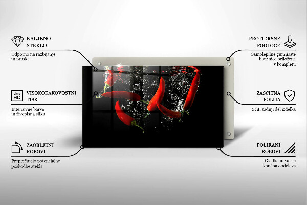 Tagliere in vetro temperato Peperoncini in acqua