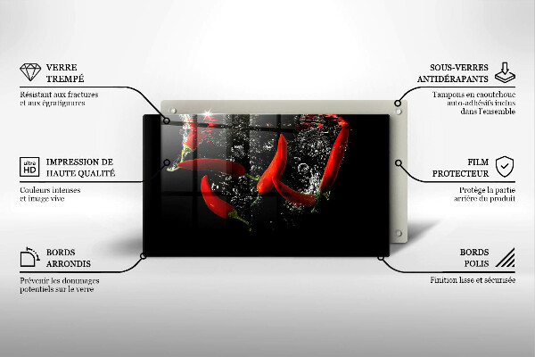 Tagliere in vetro temperato Peperoncini in acqua