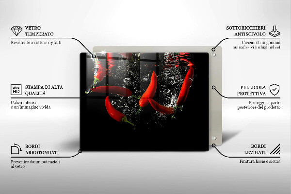 Tagliere in vetro temperato Peperoncini in acqua