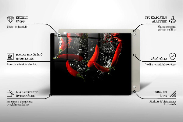 Tagliere in vetro temperato Peperoncini in acqua