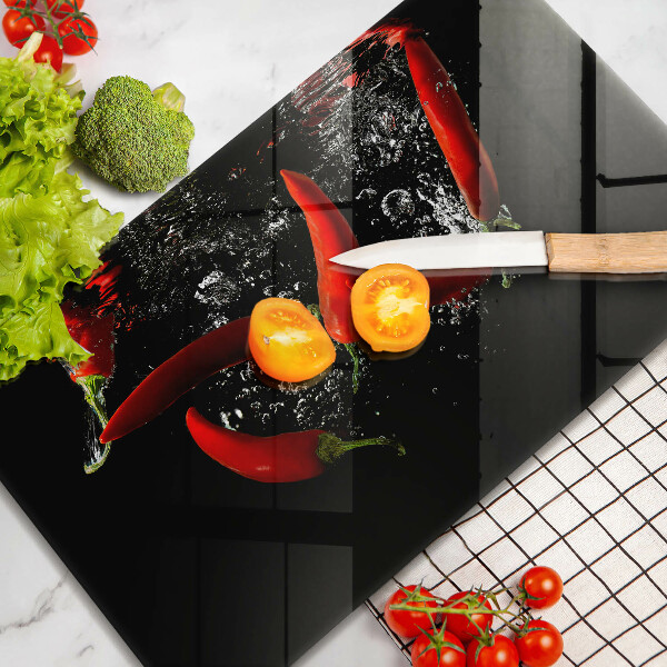 Tagliere in vetro temperato Peperoncini in acqua