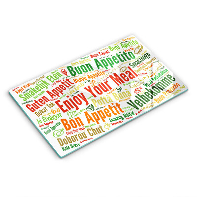 Tagliere in vetro Sottotitoli Buon appetito lingue