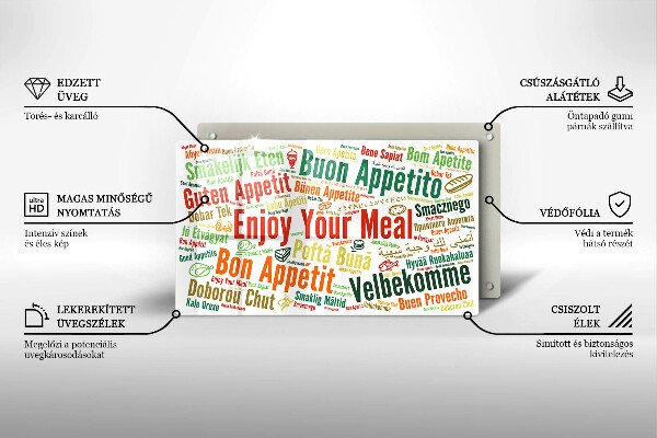 Tagliere in vetro Sottotitoli Buon appetito lingue
