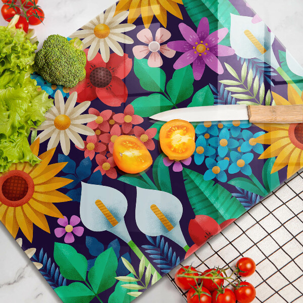 Tagliere in vetro temperato Illustrazione del prato dei fiori