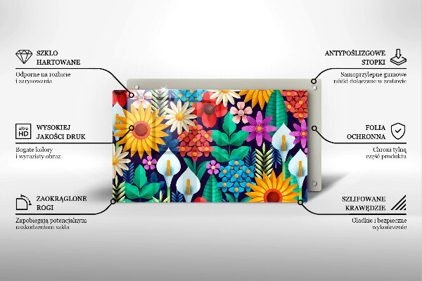 Tagliere in vetro temperato Illustrazione del prato dei fiori