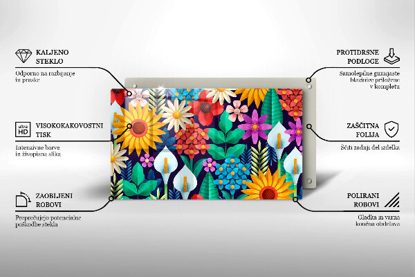 Tagliere in vetro temperato Illustrazione del prato dei fiori