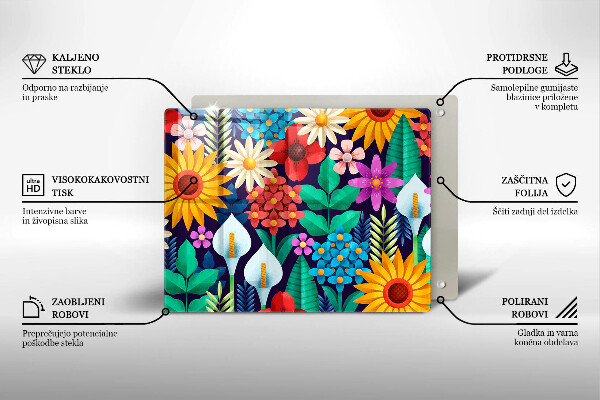 Tagliere in vetro temperato Illustrazione del prato dei fiori