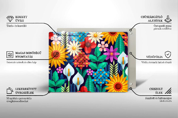 Tagliere in vetro temperato Illustrazione del prato dei fiori