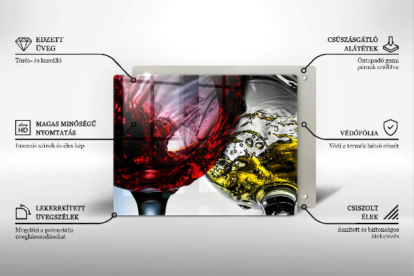 Tagliere in vetro Bicchieri di vino