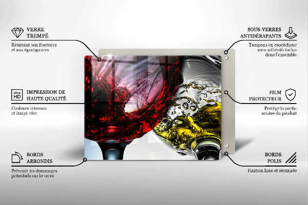 Tagliere in vetro Bicchieri di vino