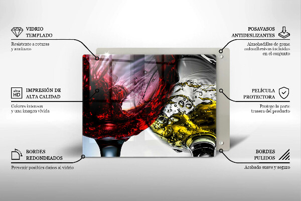 Tagliere in vetro Bicchieri di vino