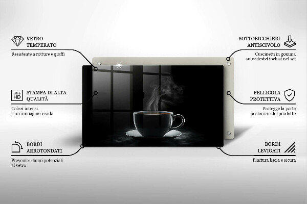 Tagliere in vetro Tazza di caffè calda