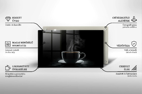 Tagliere in vetro Tazza di caffè calda