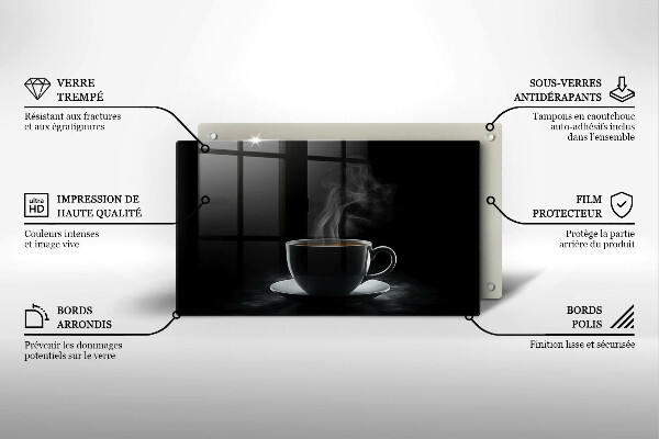 Tagliere in vetro Tazza di caffè calda