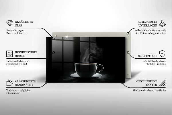 Tagliere in vetro Tazza di caffè calda