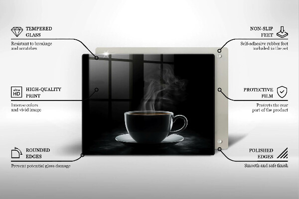 Tagliere in vetro Tazza di caffè calda