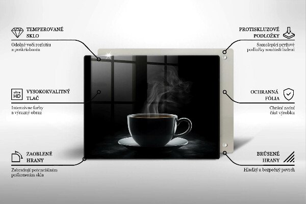 Tagliere in vetro Tazza di caffè calda