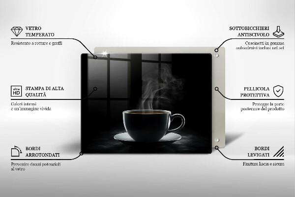 Tagliere in vetro Tazza di caffè calda