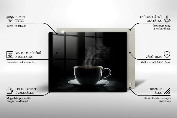 Tagliere in vetro Tazza di caffè calda