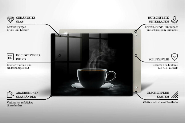 Tagliere in vetro Tazza di caffè calda