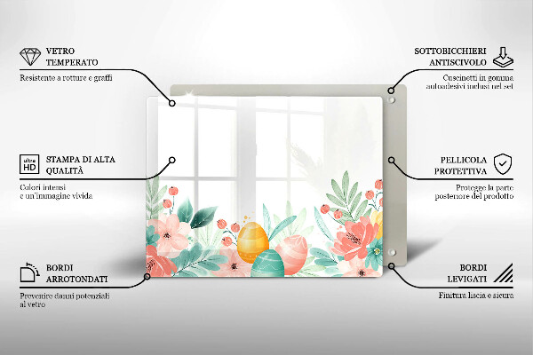Tagliere in vetro temperato uova di Pasqua