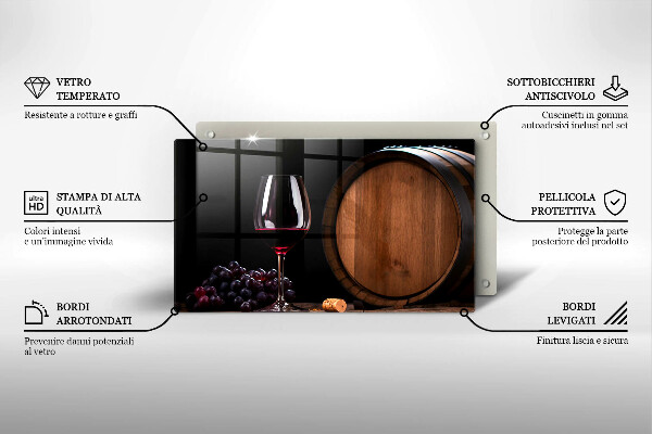 Tagliere in vetro Bicchiere da vino a botte