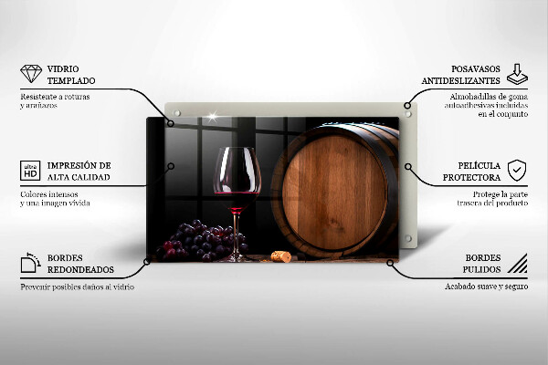 Tagliere in vetro Bicchiere da vino a botte