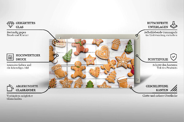 Tagliere in vetro Pan di zenzero di Natale