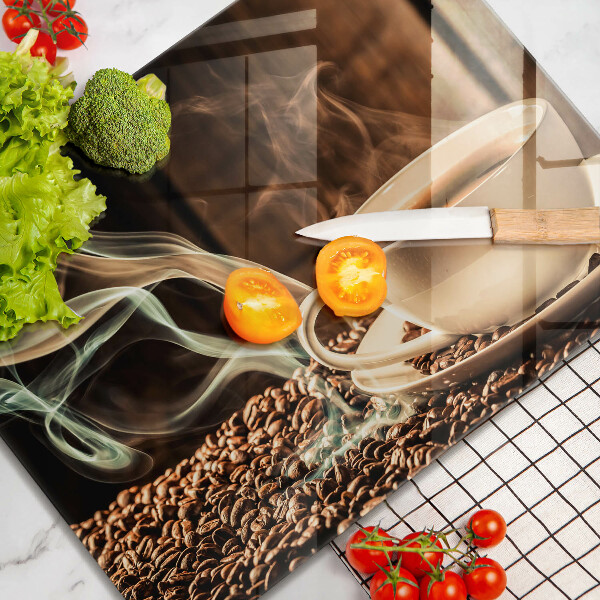 Tagliere in vetro Tazza e chicchi di caffè