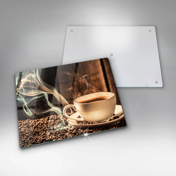 Tagliere in vetro Tazza e chicchi di caffè