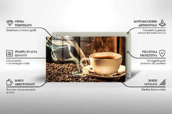 Tagliere in vetro Tazza e chicchi di caffè