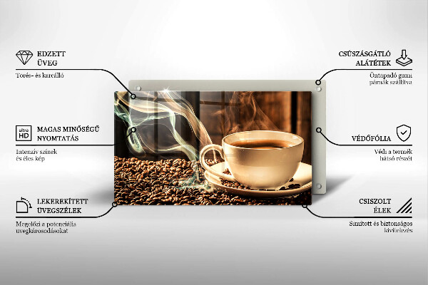 Tagliere in vetro Tazza e chicchi di caffè