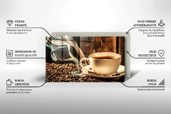 Tagliere in vetro Tazza e chicchi di caffè