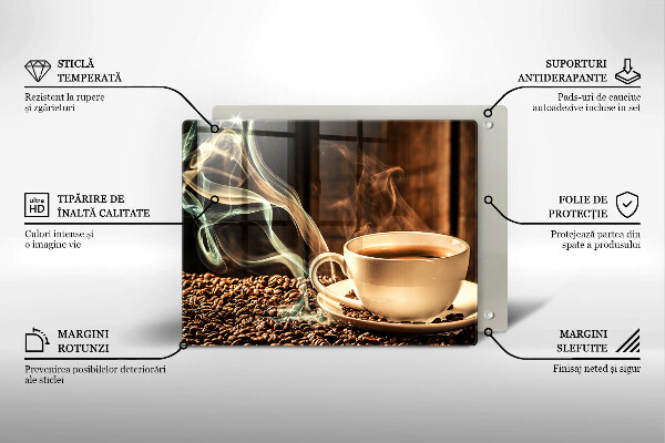 Tagliere in vetro Tazza e chicchi di caffè