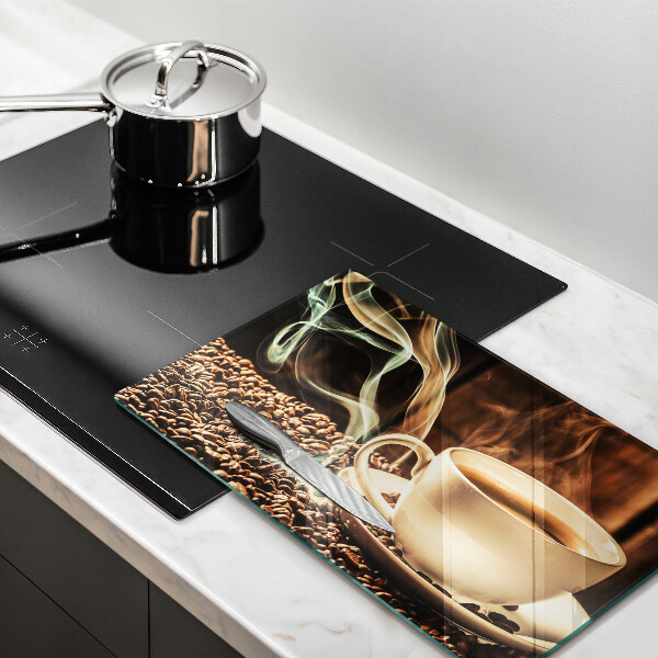 Tagliere in vetro Tazza e chicchi di caffè