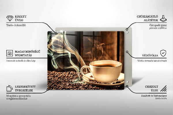 Tagliere in vetro Tazza e chicchi di caffè