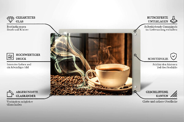 Tagliere in vetro Tazza e chicchi di caffè