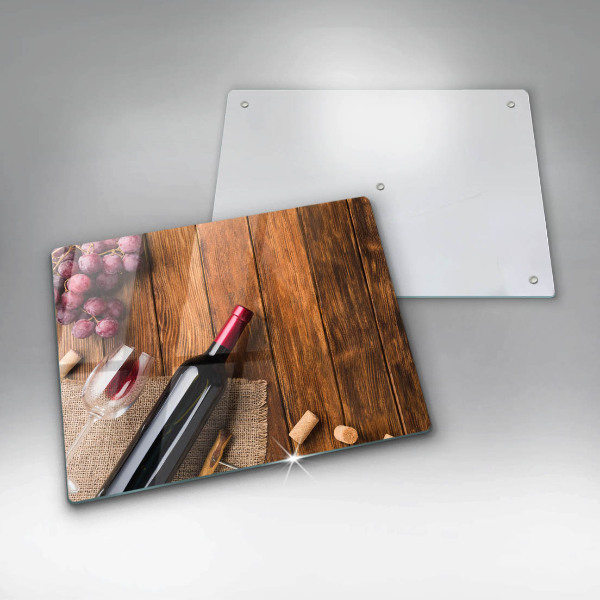 Tagliere in vetro Una bottiglia di vino rosso