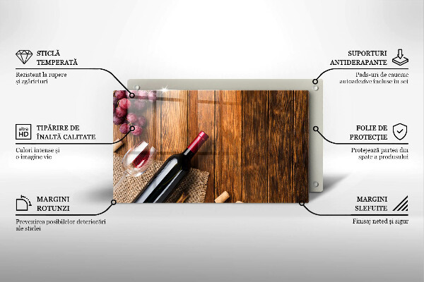 Tagliere in vetro Una bottiglia di vino rosso