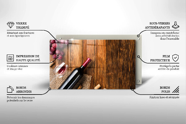 Tagliere in vetro Una bottiglia di vino rosso