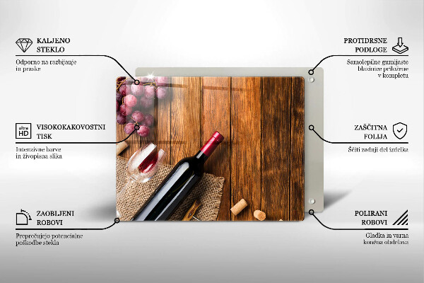 Tagliere in vetro Una bottiglia di vino rosso