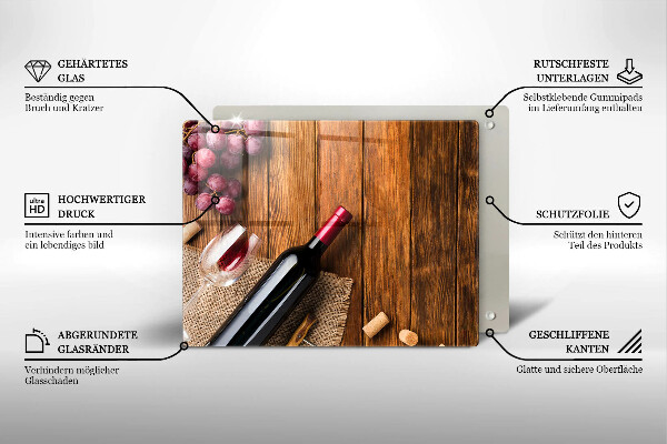 Tagliere in vetro Una bottiglia di vino rosso