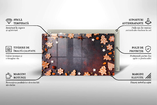 Tagliere in vetro Natale di pan di zenzero