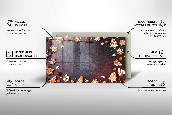 Tagliere in vetro Natale di pan di zenzero