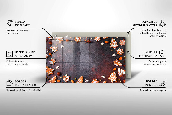 Tagliere in vetro Natale di pan di zenzero