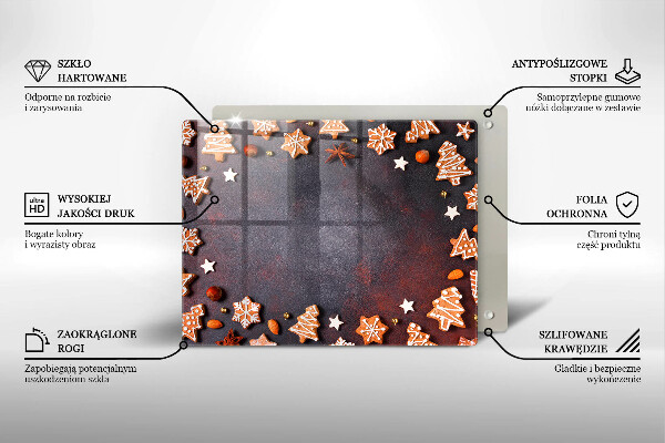 Tagliere in vetro Natale di pan di zenzero