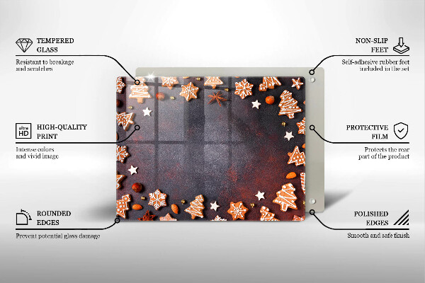 Tagliere in vetro Natale di pan di zenzero