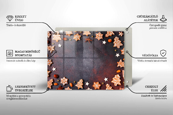 Tagliere in vetro Natale di pan di zenzero